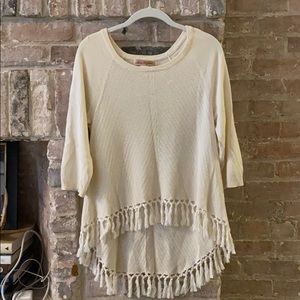 Mara Hoffman silk lightweight fringe sweater
